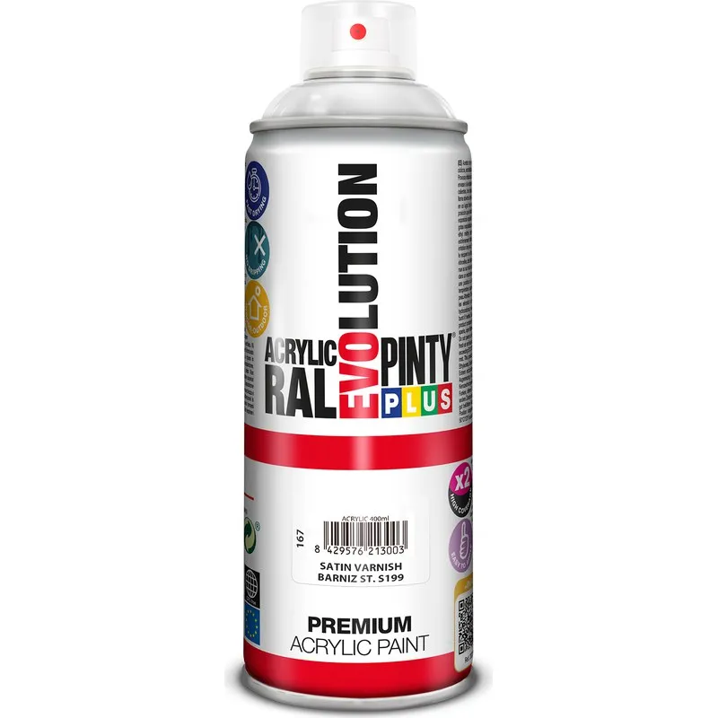 BARNIZ SPRAY ACRILICO EVOLUTION SATINADO 520 CC PINTYPLUS 900167