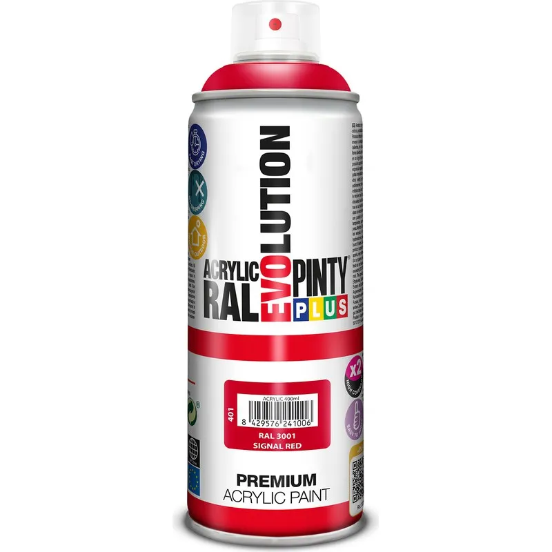 PINTURA SPRAY ACRILICA EVOLUTION BRILLO 520 CC RAL 3001 ROJO SEÑAL PINTYPLUS 900401