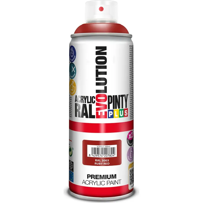 PINTURA SPRAY ACRILICA EVOLUTION BRILLO 520 CC RAL 3003 ROJO PINTYPLUS 900629