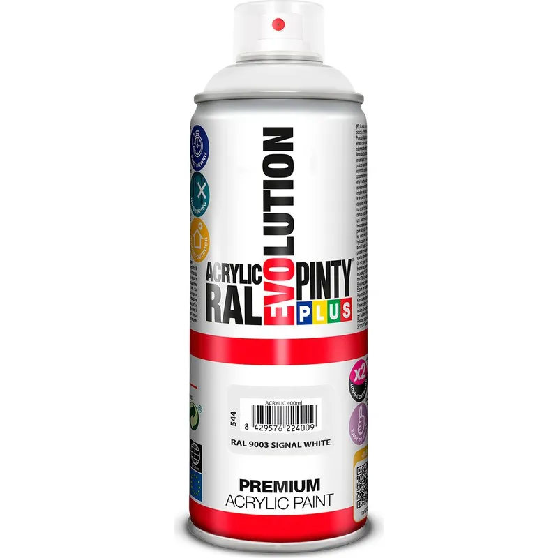 PINTURA SPRAY ACRILICA EVOLUTION BRILLO 520 CC RAL 9003 BLANCO PINTYPLUS 900544