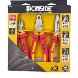 JUEGO DE ALICATES, VDE, 3 PIEZAS IRONSIDE 103849
