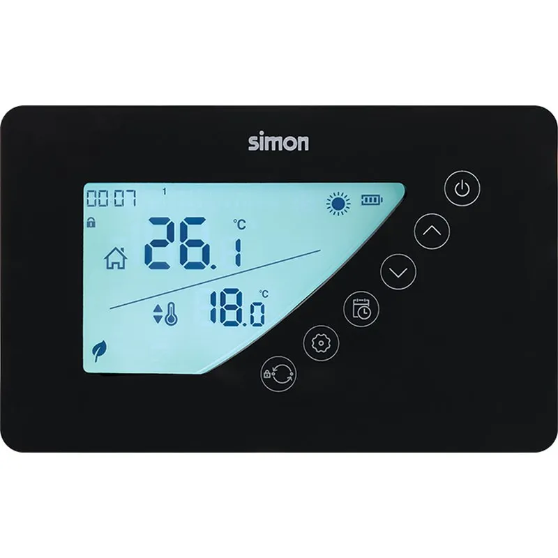 TERMOSTATO DIGITAL PROGRAMABLE SEMANAL NEGRO PARED SIMON SIMON AF521103