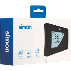 TERMOSTATO DIGITAL PROGRAMABLE SEMANAL NEGRO PARED SIMON SIMON AF521103