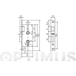 CERRADURA EMBUTIR SERIE 1500 1501 LATONADO 35 MCM 1501-3-35