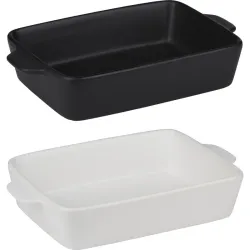 BANDEJA HORNO CERAMICA BLANCA/NEGRA 28X18CM SURTIDA ALPINA 871125258616