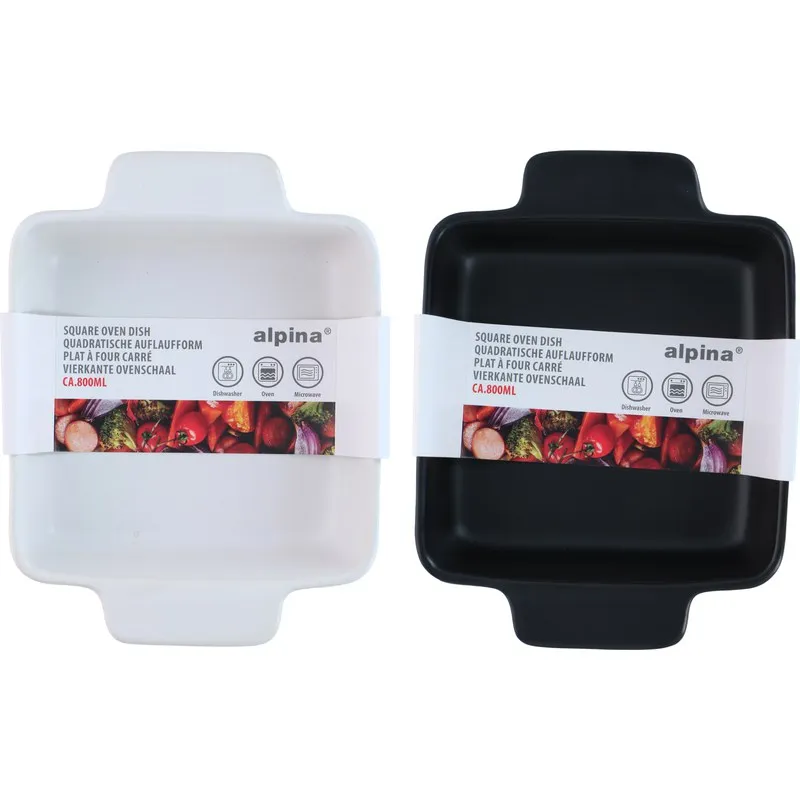 BANDEJA HORNO CERAMICA BLANCA/NEGRA 21X15,8CM SURTIDA ALPINA 871125258612