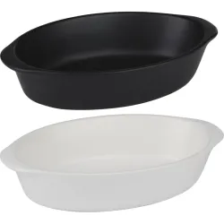 BANDEJA HORNO CERAMICA OVAL BLANCA/NEGRA 20X12CM SURTIDA ALPINA 871125258619