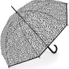 PARAGUAS MUJER LARGO AUTOMATICO TRANSPARENTE ANIMAL PRINT NEGRO CUATRO GOTAS 65028