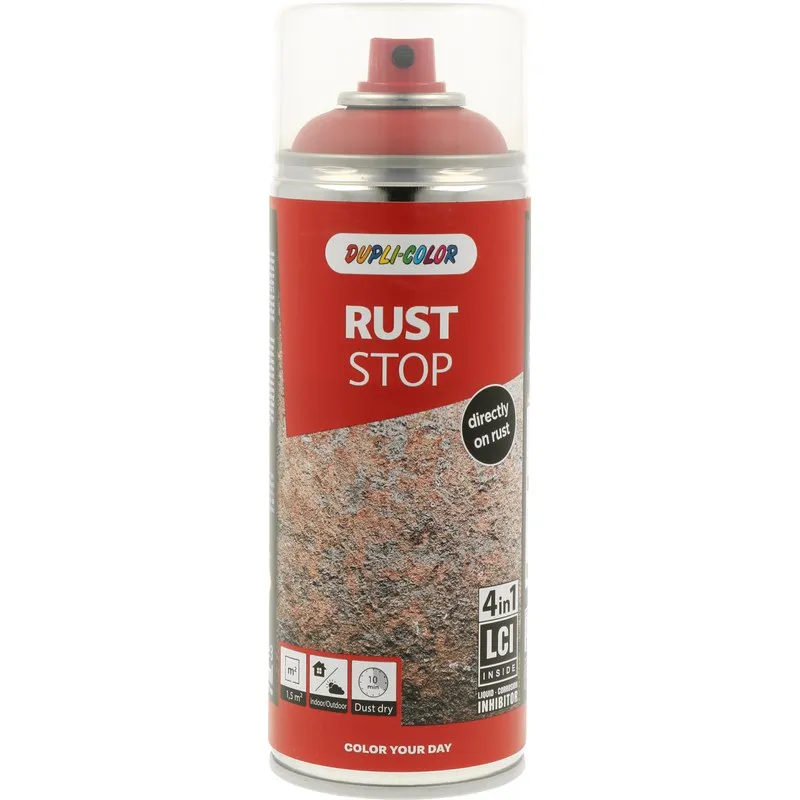 PINTURA ANTIOXIDANTE SPRAY RUST STOP SATINADO 400 ML RAL 3000 ROJO FUEGO PINTYPLUS 179303