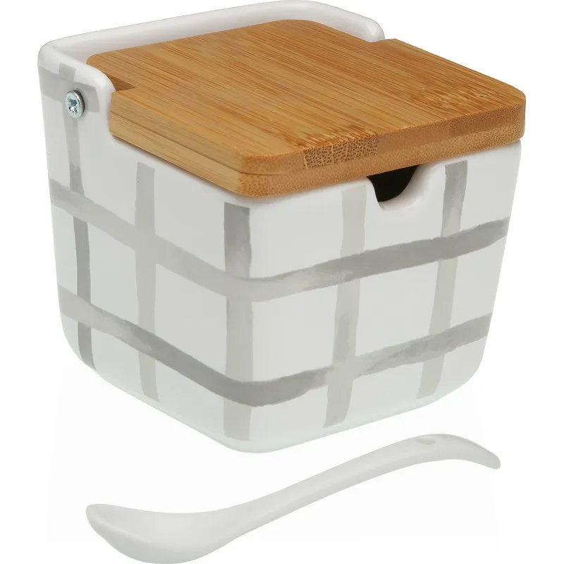 AZUCARERO CERAMICA TAPA BAMBU MILO CUADRO GRIS VERSA 21440613