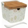 AZUCARERO CERAMICA TAPA BAMBU + CUCHARA BRUMA 8,8X8,8X8,5CM VERSA 21440603