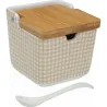 AZUCARERO CERAMICA TAPA BAMBU + CUCHARA AMELIE 8,8X8,8X8,5CM VERSA 21440616