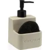 DOSIFICADOR JABON + ESTROPAJO "KITCHEN" BEIGE 10,5X10,5X16,8CM VERSA 21340175