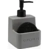 DOSIFICADOR JABON + ESTROPAJO "KITCHEN" GRIS 10,5X10,5X16,8CM VERSA 21340174