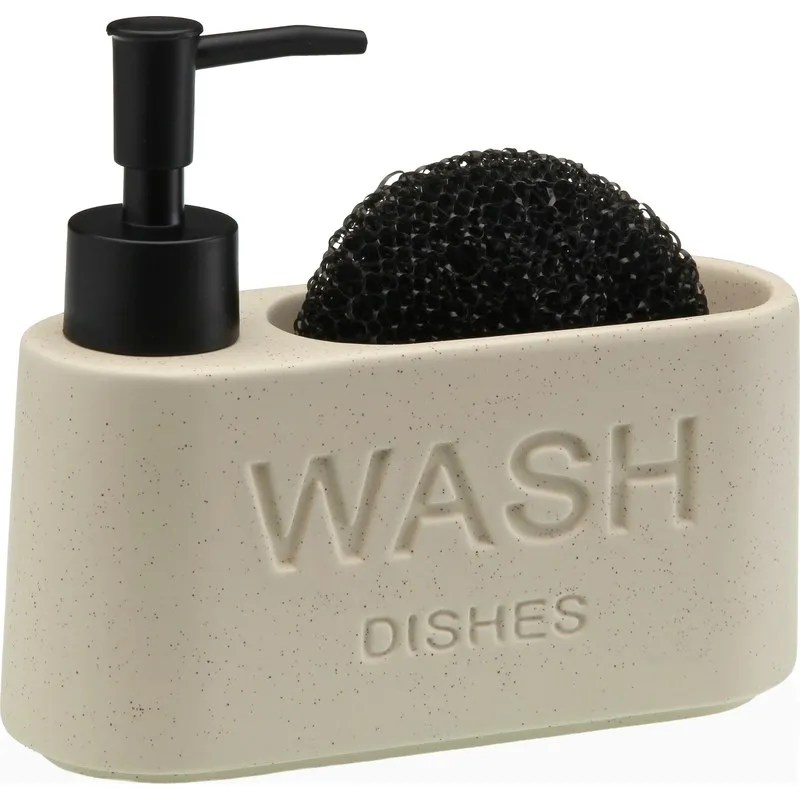 DOSIFICADOR JABON + ESTROPAJO "WASH" BEIGE 17,3X6,3X15CM VERSA 21340172