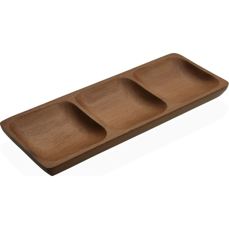 FUENTE APERITIVO 3 COMPARTIMENTOS ACACIA 30X10CM VERSA 19910337