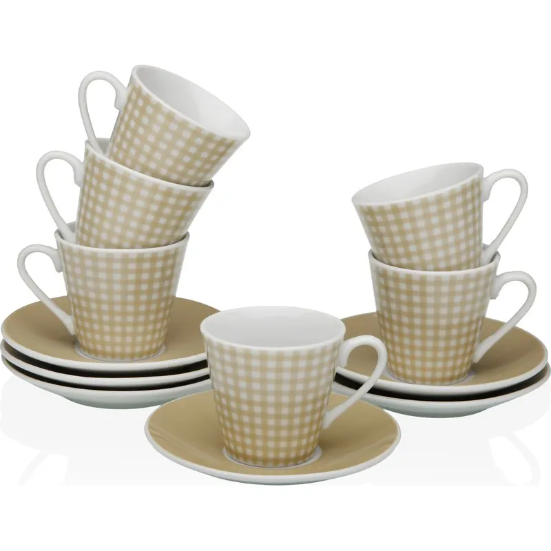 TAZA CAFE PORCELANA CON PLATO SET 6 UDS AMELIE VICHI 8CL VERSA 20091354