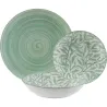 VAJILLA PORCELANA 18 PIEZAS FOLIA VERDE VERSA 22590077