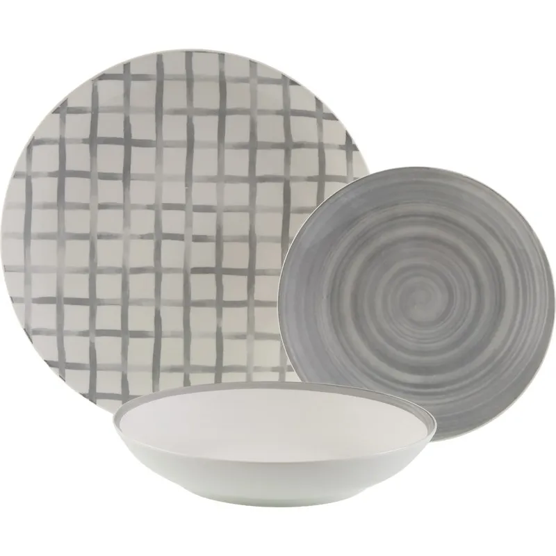 VAJILLA PORCELANA 18 PIEZAS MILO GRIS VERSA 22590078