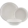 VAJILLA PORCELANA 18 PIEZAS BURDEOS- BLANCA FILO NEGRO VERSA 21650115