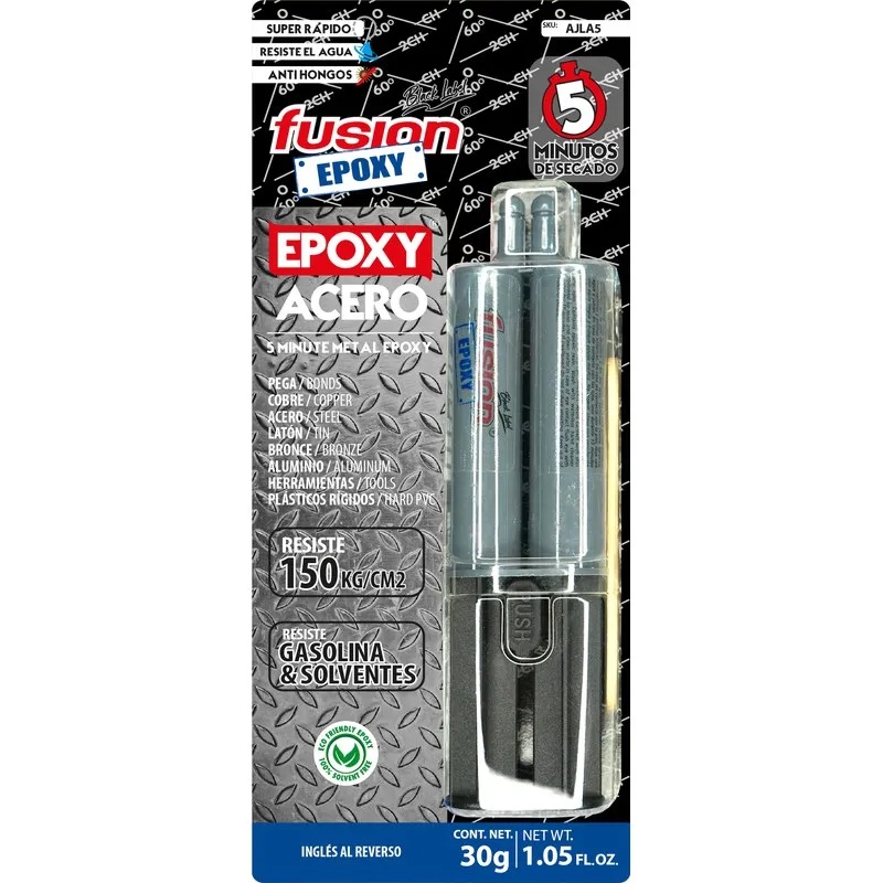 ADHESIVO INSTANTANEO EPOXI BICOMP JERINGA 5 MINUTOS 30 GR ACERO AJLA5