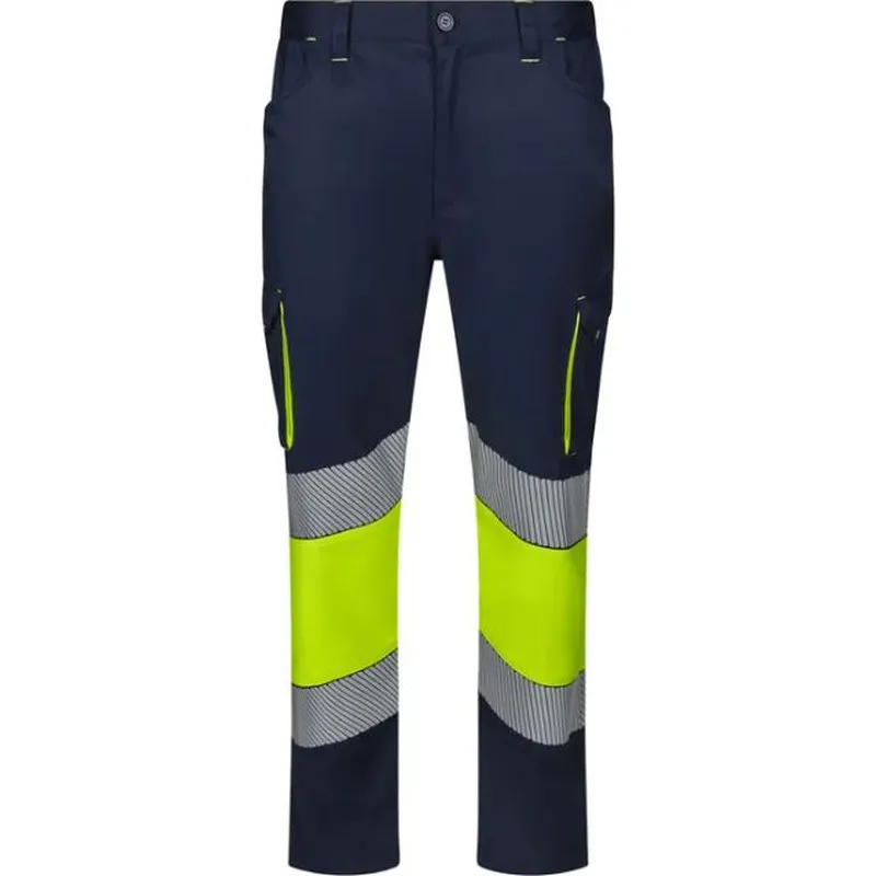PANTALON ALTA VISIBILIDAD STRETCH CINTA SEGMENTADA NAVY/AMARILLO TALLA L VELILLA 303008S_61/20_L