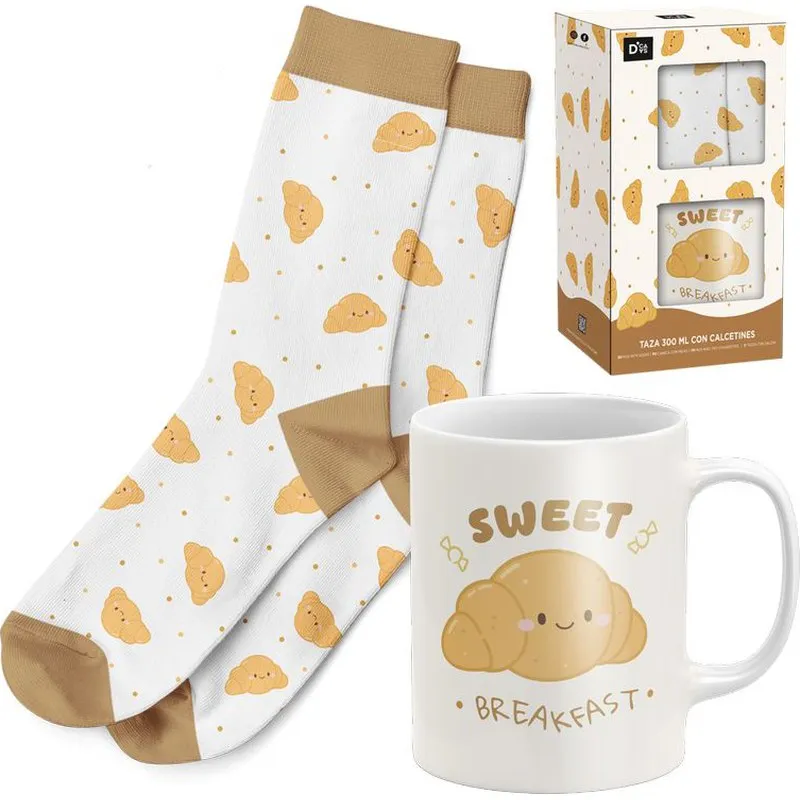 MUG CERÁMICA + CALCETIN CAJA REGALO 30CL CROISSANT D'CASA 27761242