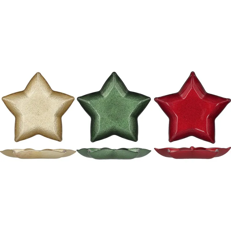 BOL APERITIVO VIDRIO METALIZADO SURTIDO 6 UDS 16 CM ESTRELLAS 6616916