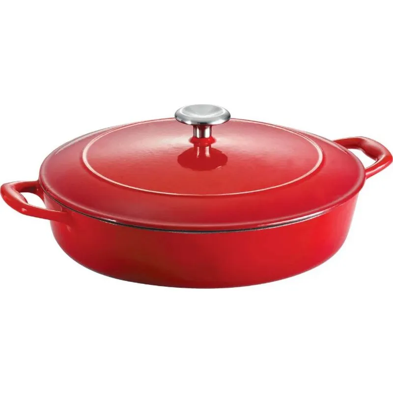 CAZUELA BAJA HIERRO FUNDIDO ESMALTADO CON TAPA 30CM 3,8L ROJO TRAMONTINA 31700207
