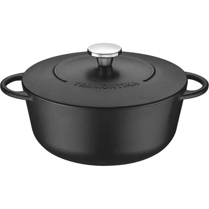 CAZUELA DE HIERRO FUNDIDO ESMALTADO NEGRO CON TAPA 28CM 6L NEGRO TRAMONTINA 20906028
