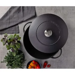 CAZUELA DE HIERRO FUNDIDO ESMALTADO NEGRO CON TAPA 28CM 6L NEGRO TRAMONTINA 20906028
