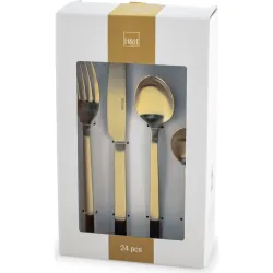 CUBERTERIA INOX 24 PIEZAS DORADO MATE H&H 9727625