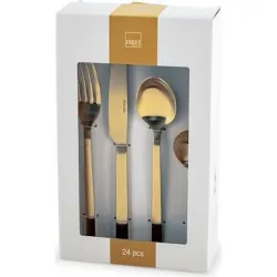 CUBERTERIA INOX 24 PIEZAS DORADO MATE H&H 9727625