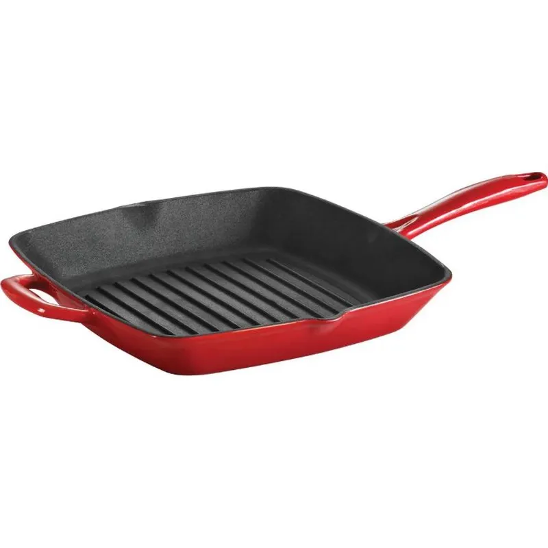 GRILL RAYADO HIERRO FUNDIDO ESMALTADO 27 CM 2,3L ROJO TRAMONTINA 31700211