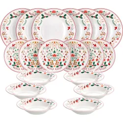 VAJILLA 18 PIEZAS PORCELANA DECORADO NAVIDAD WINTER FOLK TOGNANA TOG676