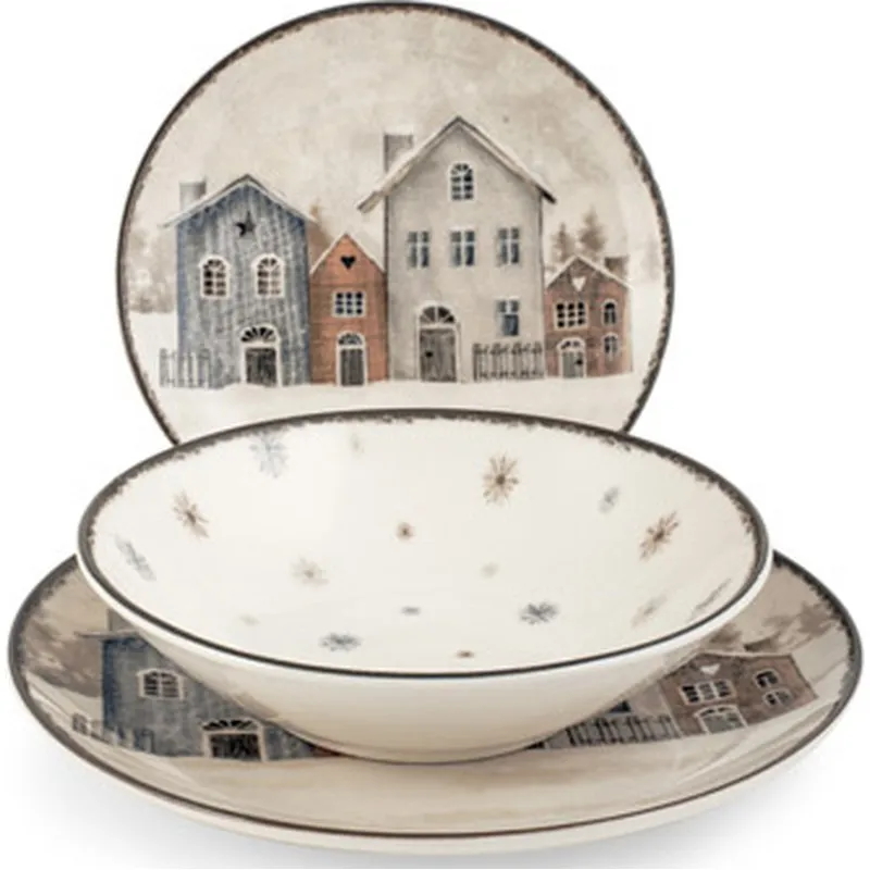 VAJILLA 18 PZAS STONEWARE NAVIDAD SNOWLAND H&H 1551500