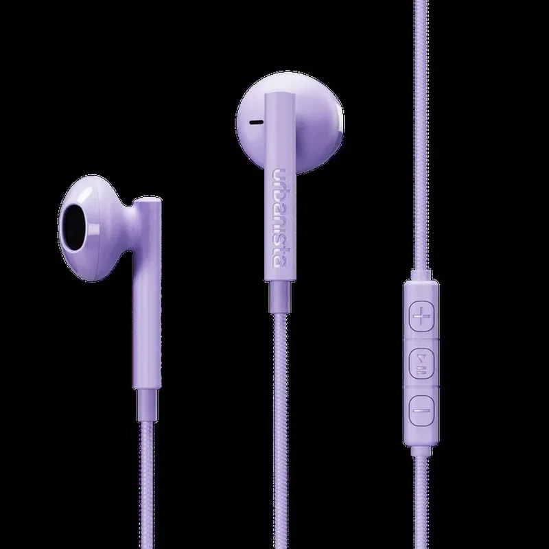 AURICULARES USB TIPO C CABLE 1,2MT URBANISTA MORADO MICRO Y MANDO CONTROL LLAMADAS Y SONIDO SF2 MORADO