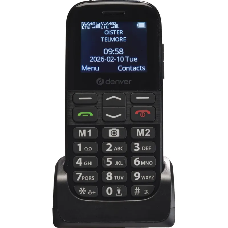 TELEFONO MOVIL 4G TECLA SOS BASE DE CARGA DENVER SENIOR BARRA