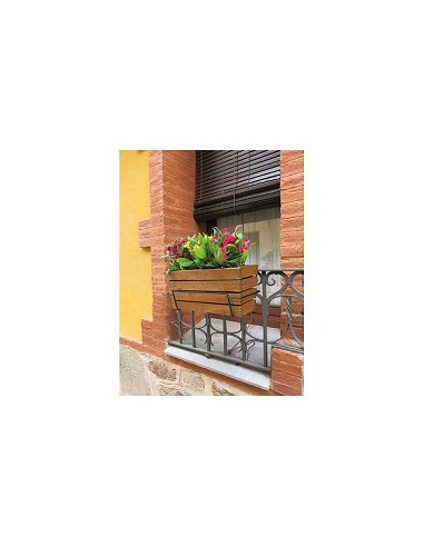 Compra Jardinera balcon rectangular madera rectangular soporte metalico 44 x 15 x19,5 cm NORTENE 2019443 al mejor precio