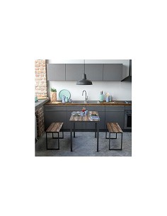 Compra Mesa cocina 110x70 cm con dos bancos color madera oscura 10330117 al mejor precio