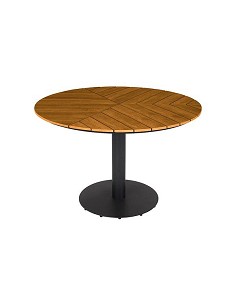 Compra Mesa metalica polywood negra/madera diámetro 113 cm QFPLUS 49357 al mejor precio