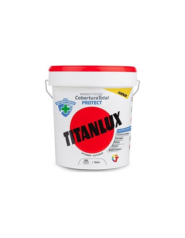 Compra Pintura plastica antibacterias cobertura total protect mate 4 l blanco TITAN 06S100005/5699448 al mejor precio