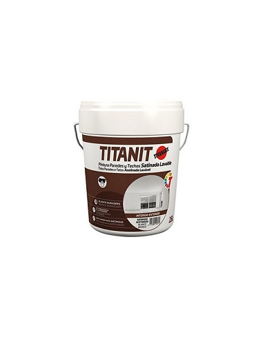 Compra Pintura plastica interior exterior titanit satinado 15 l blanco TITAN 12200015/5805892 al mejor precio