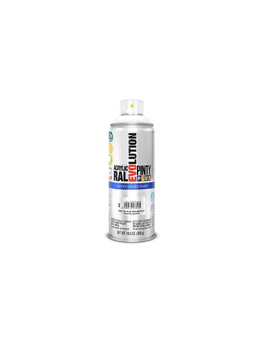 Compra Pintura spray al agua evolution water based 520 cc ral 9016 blanco trafico brillo PINTYPLUS 885 al mejor precio