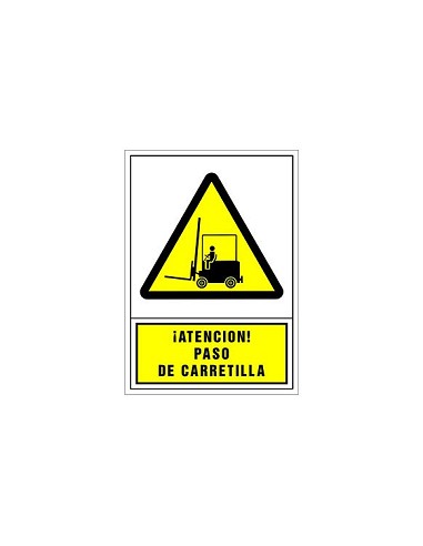 Compra Señal advertencia castellano 345 x 245 mm-atencion paso de carretilla 206634PS al mejor precio