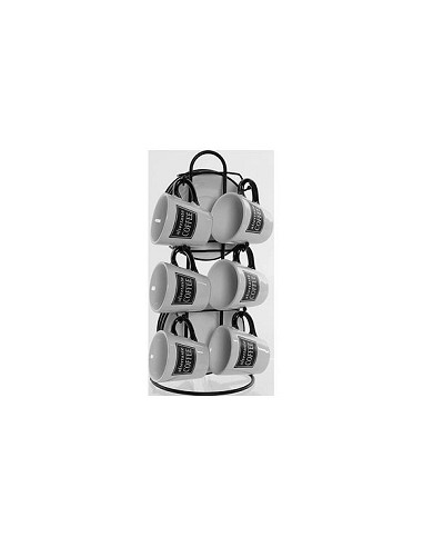 Compra Tazas cafe set 6 uds con soporte blanco/negro LC165847 al mejor precio