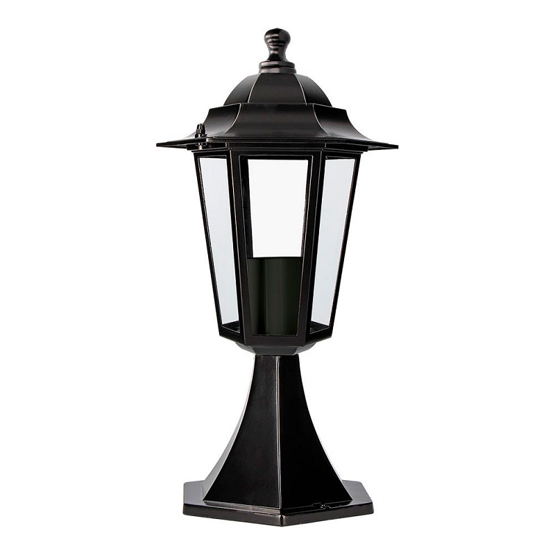 Farol de aluminio y cristal para muro ip44 e27 60w color negro ø16x40cm modelo zurich edm