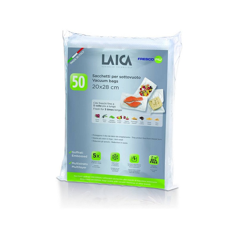 Paquete de 50 bolsas de conservacion al vacio 20x28cm vt3504 laica