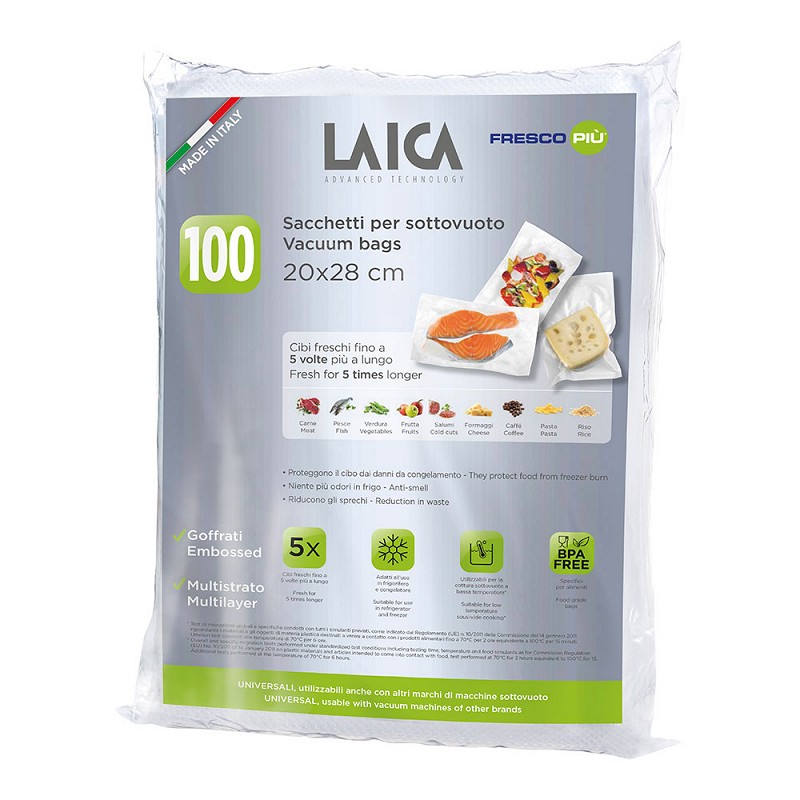 Paquete de 100 bolsas de conservacion al vacio 20x28cm vt3501 laica