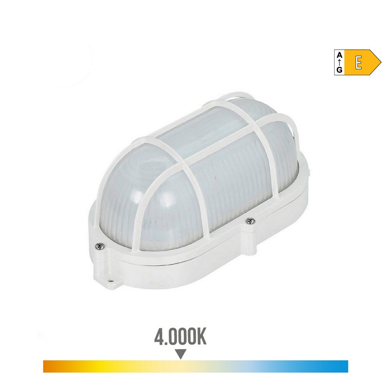 Aplique oval rejilla exterior led 9w 810lm ip65 4000k 11,8x21,2x9mm edm